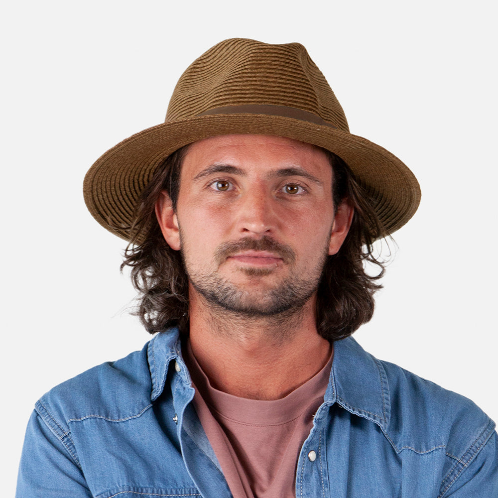 Sombrero Fedora Aveloz de paja toyo de Barts - Marrón Oscuro