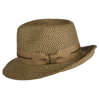 Sombrero Fedora Marton C-Crown de trenza de papel de Scala - Marrón