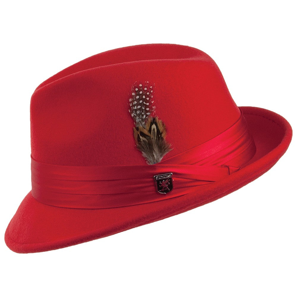 Sombrero Trilby plegable de fieltro de lana de Stacy Adams - Rojo