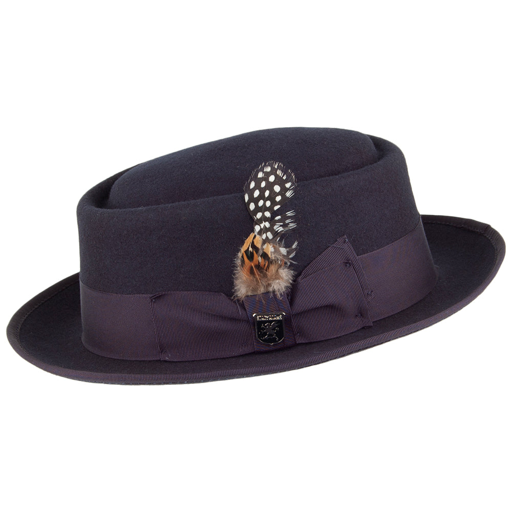 Sombrero Pork Pie de fieltro de lana de Stacy Adams - Azul Marino