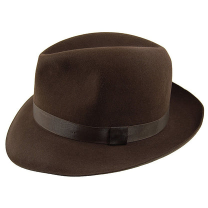 Sombrero Fedora Foldaway de fieltro de piel de Christys - Marrón