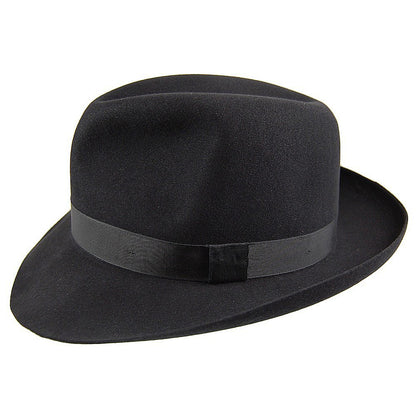 Sombrero Fedora Foldaway de fieltro de piel de Christys - Negro