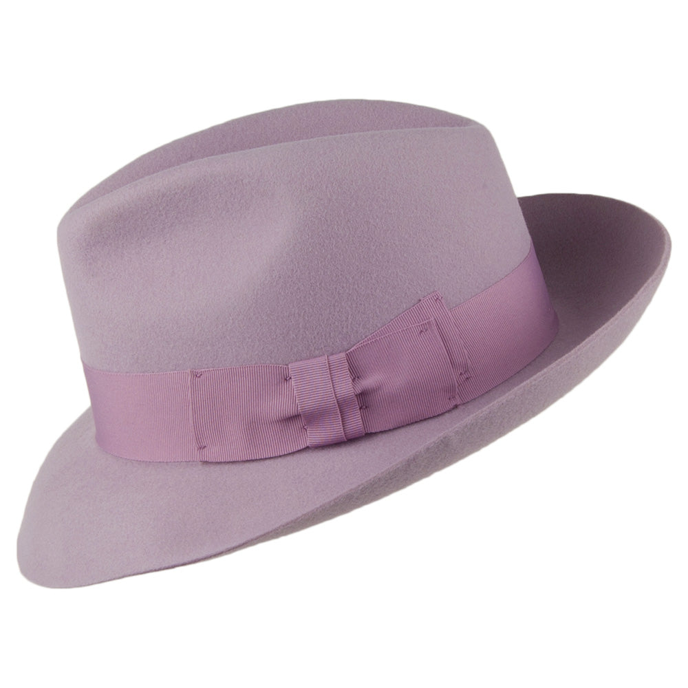 Sombrero Fedora Mayfair de fieltro de lana de Denton - Lila