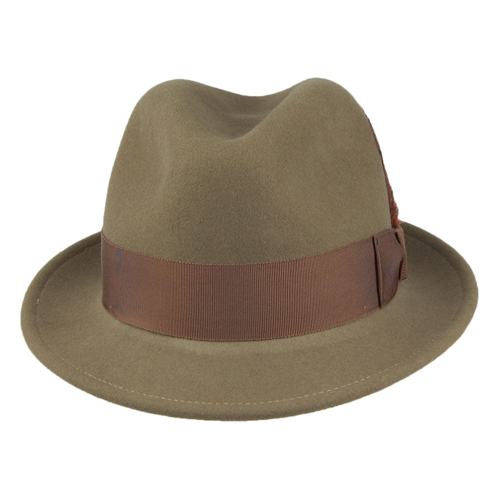 Sombrero Trilby Tino plegable Repelente al agua de fieltro de lana de Bailey - Verde Oliva Claro