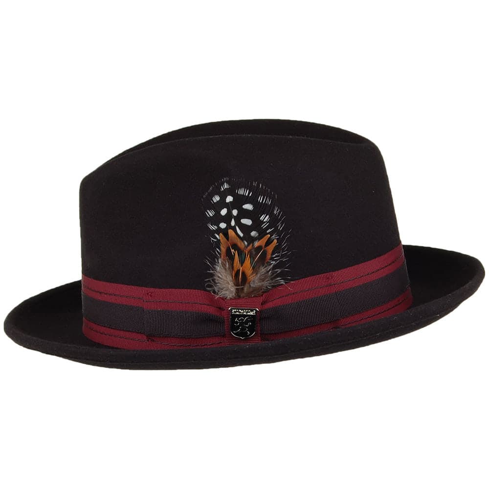 Sombrero Trilby Irving Pinch Crown de fieltro de lana de Stacy Adams - Negro