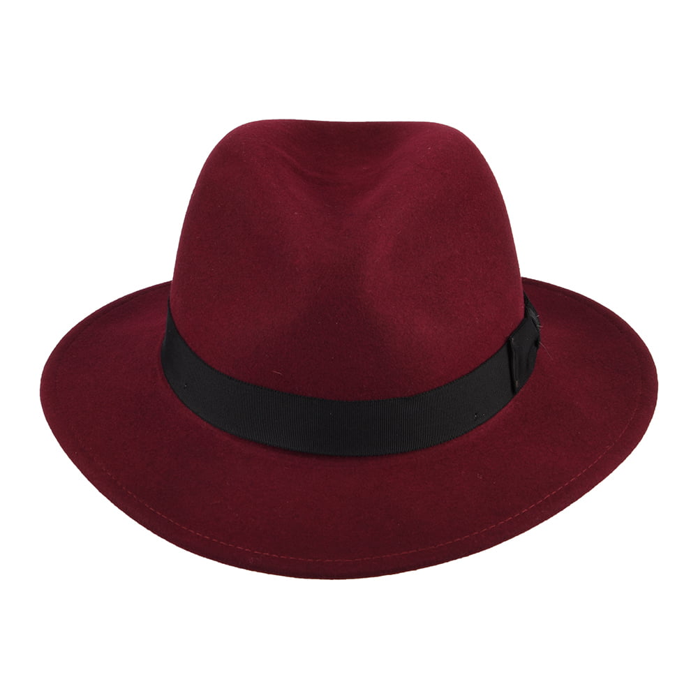 Sombrero Fedora Curtis plegable Repelente de agua de fieltro de lana de Bailey - Vino
