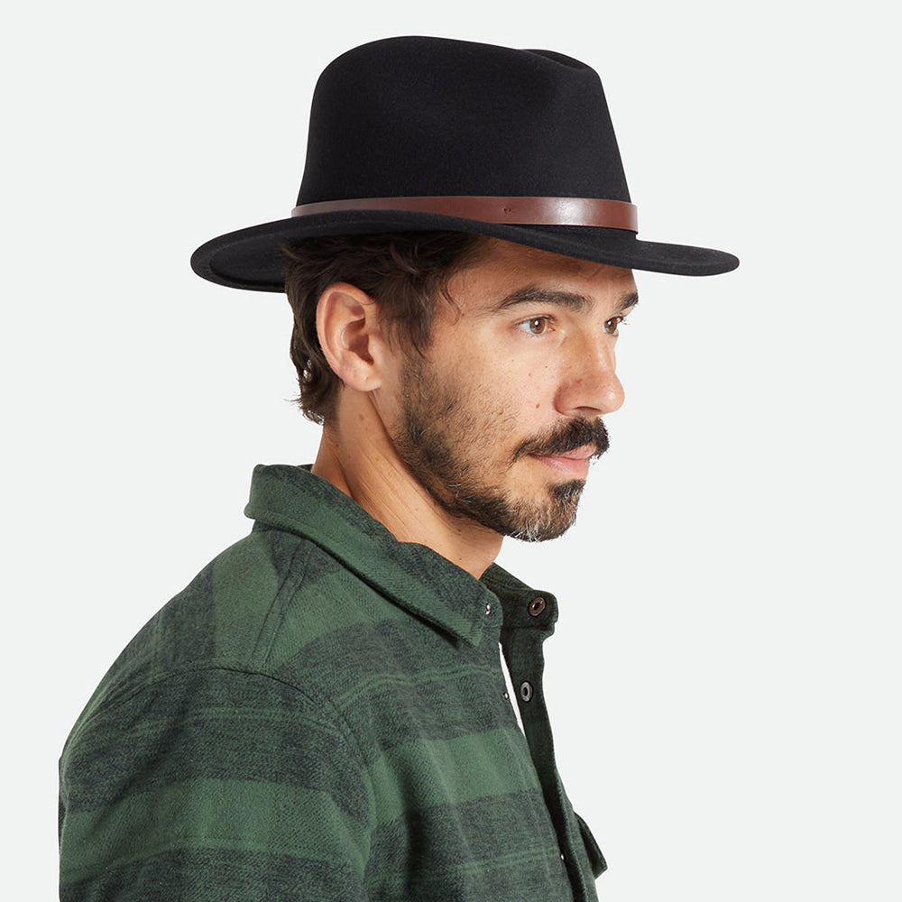 Sombrero Fedora Messer de fieltro de lana de Brixton - Negro