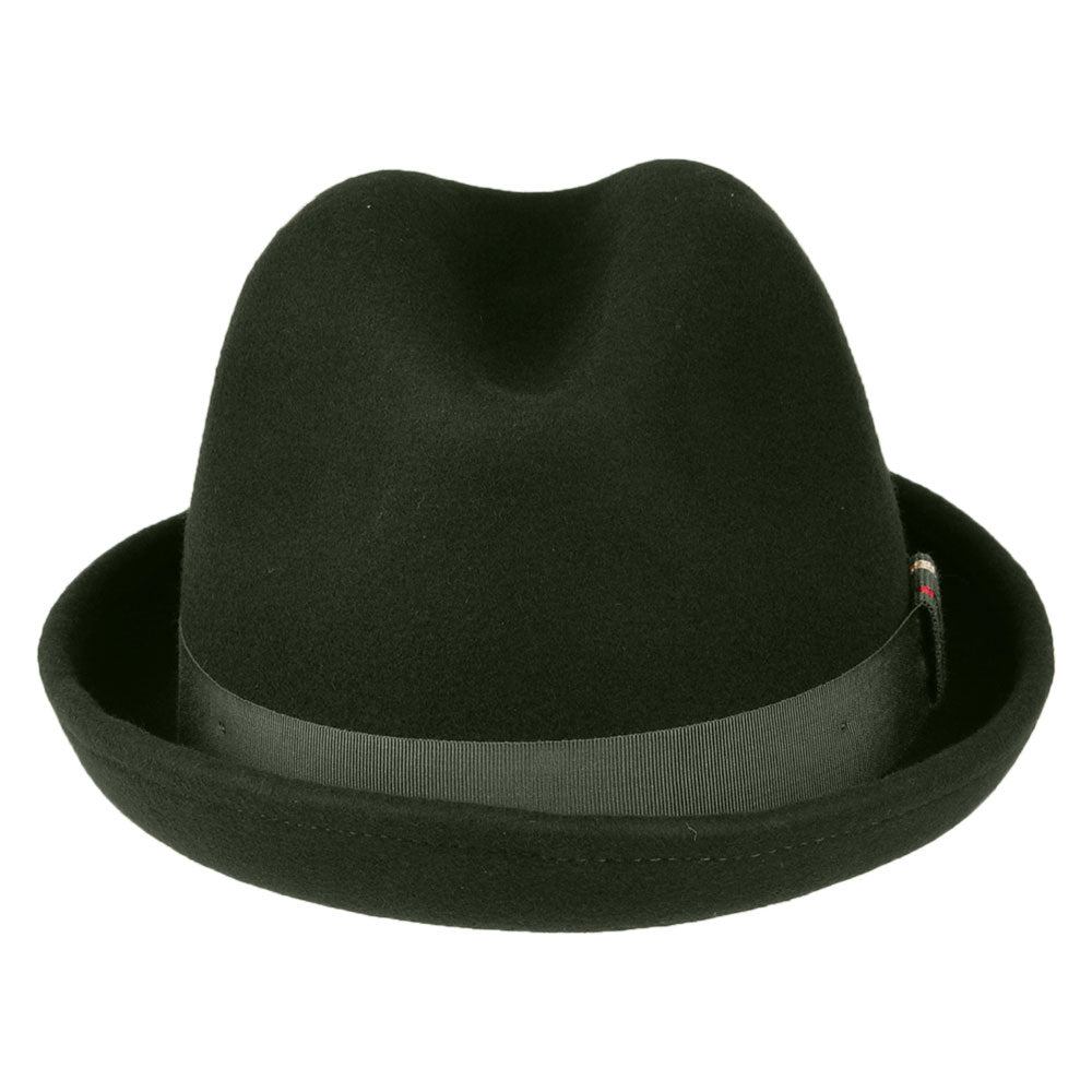 Sombrero Trilby New Orleans de fieltro de lana de Christys - Verde Musgo