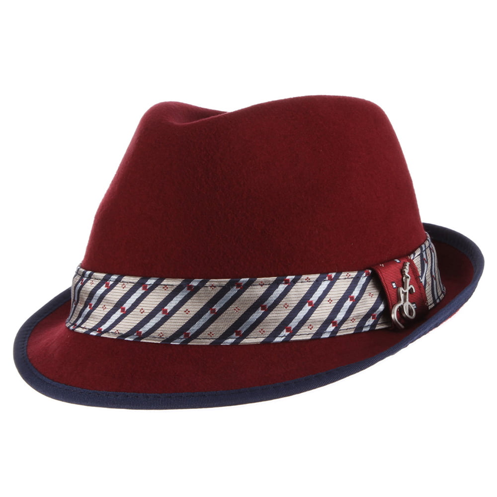 Sombrero Trilby Notes plegable de fieltro de lana de Carlos Santana - Burdeos