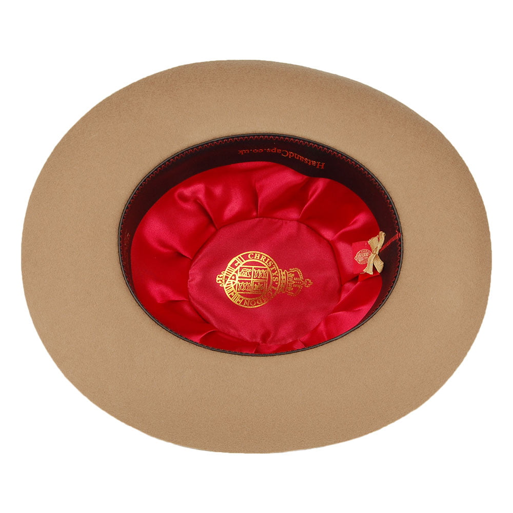 Sombrero Fedora Grosvenor de fieltro de lana de Christys - Camel