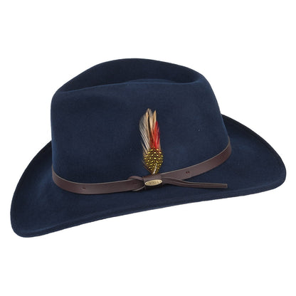 Sombrero Outback Dakota plegable Water Repellent de fieltro de lana de Scala - Azul Marino