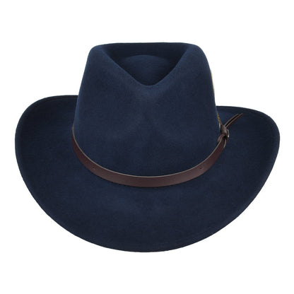 Sombrero Outback Dakota plegable Water Repellent de fieltro de lana de Scala - Azul Marino