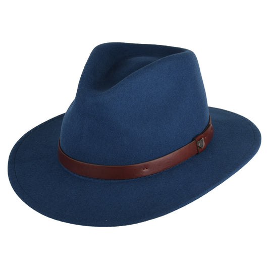 Sombrero Fedora Messer de fieltro de lana de Brixton - Azul