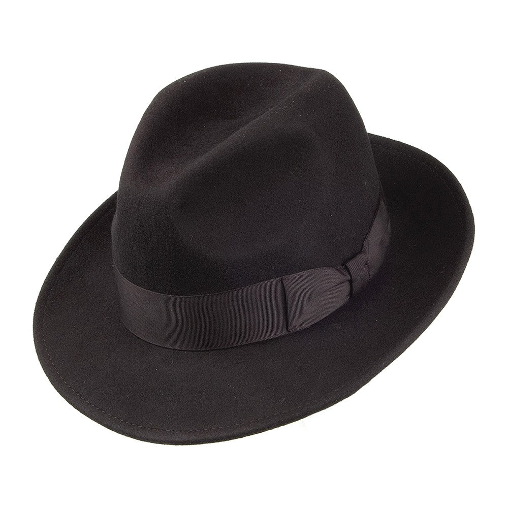 Sombrero Fedora flexible Copa Pinch de Jaxon & James - Negro