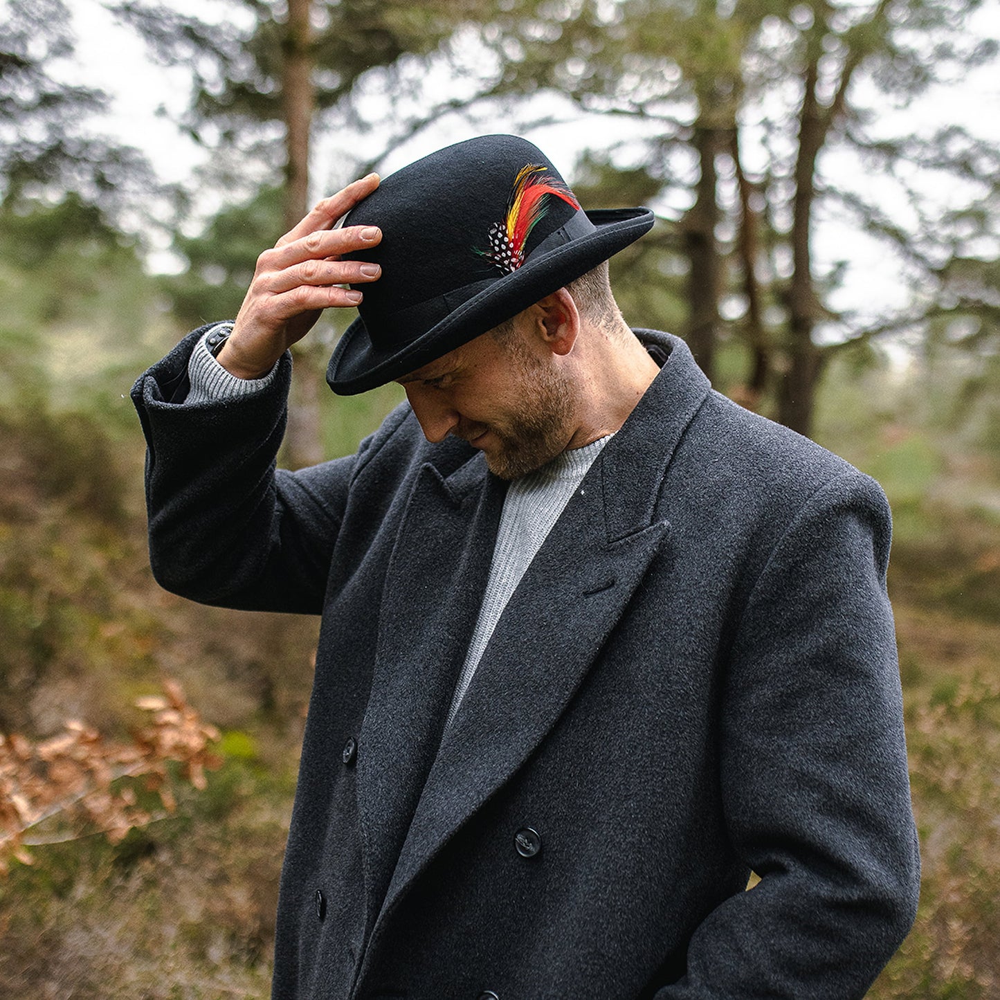 Sombrero bombín inglés de fieltro de lana de Jaxon & James - Negro