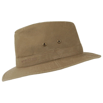 Sombrero Fedora Safari plegable de algodón orgánico de Stetson - Kaki