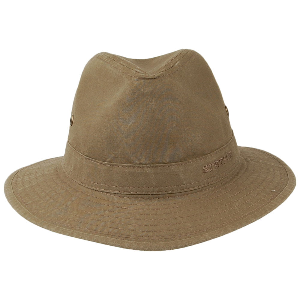 Sombrero Fedora Safari plegable de algodón orgánico de Stetson - Kaki