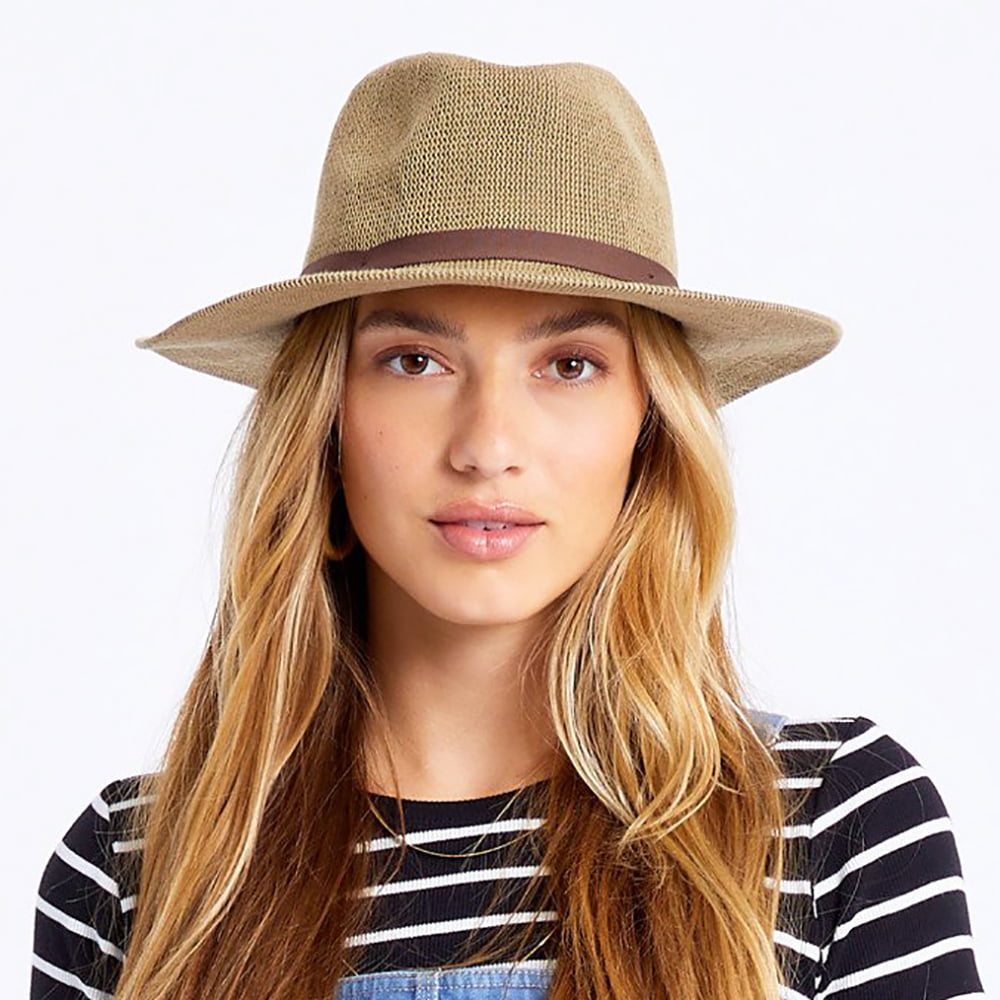Sombrero Fedora Messer plegable tejida de Brixton - Beige Arena