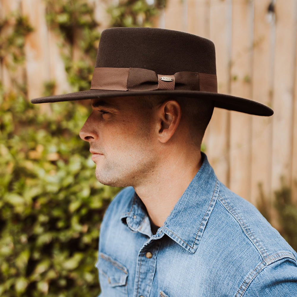 Sombrero Gaucho Hank repelente al agua de fieltro de lana de Scala - Chocolate