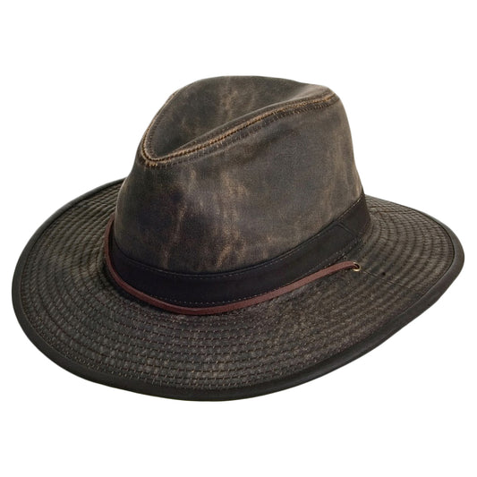Sombrero Aussie impermeable de algodón de Dorfman-Pacific - Marrón