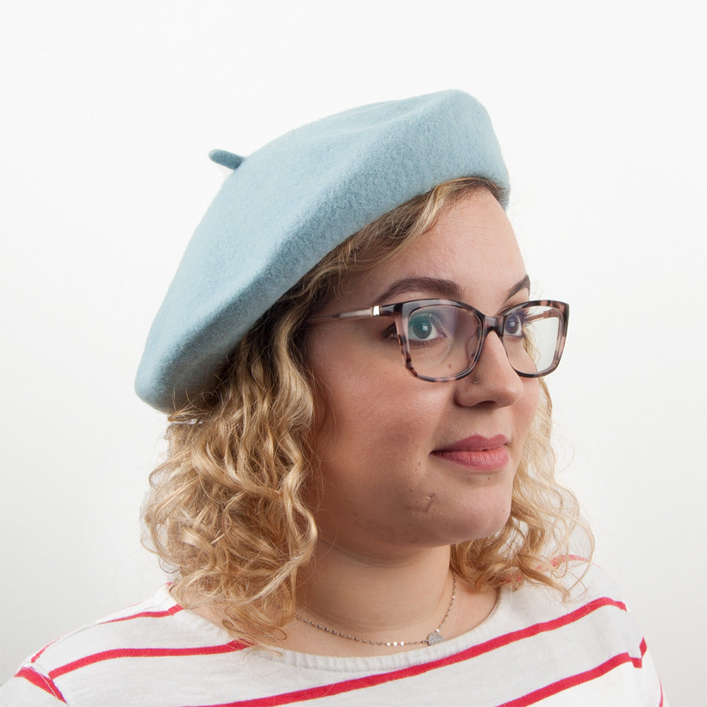 Boina Fashion de lana de Village Hats - Azul Claro