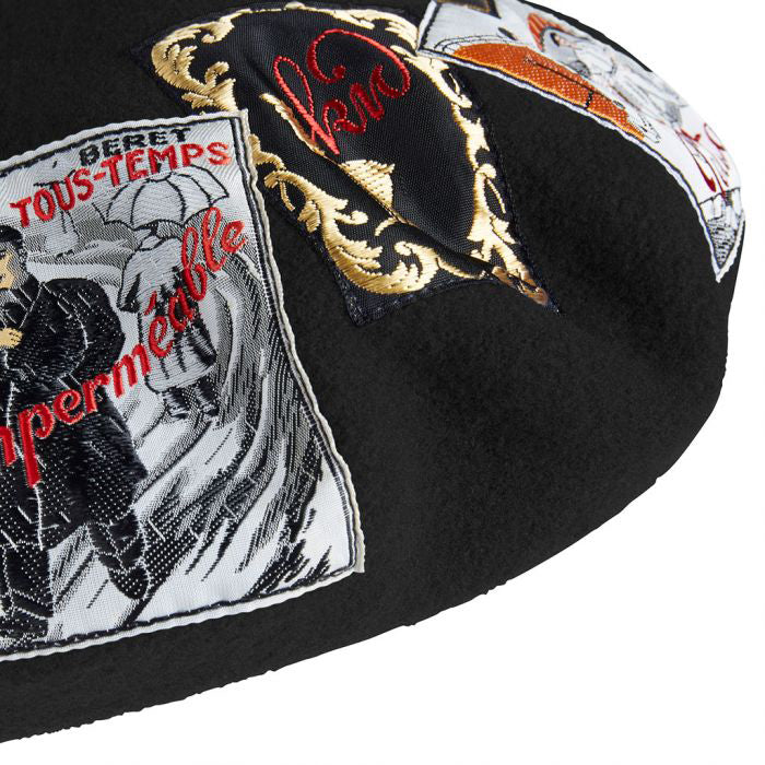 Boina Eridan de Laulhère con Parches Vintage en Lana Merino - Negro