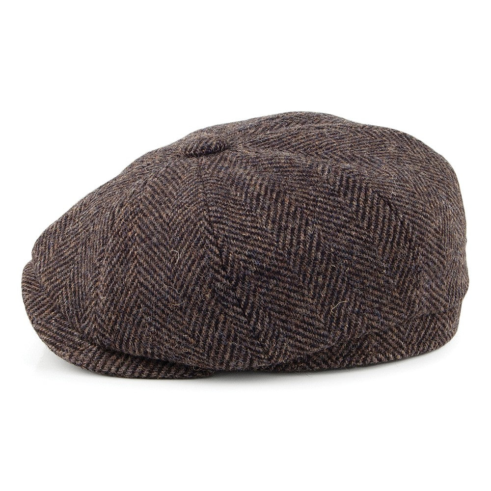 Gorra Newsboy de HARRIS TWEED con diseño de espiga de Olney - Marrón