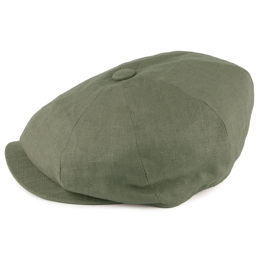 Gorra Newsboy Alfie de lino de Failsworth - Kaki