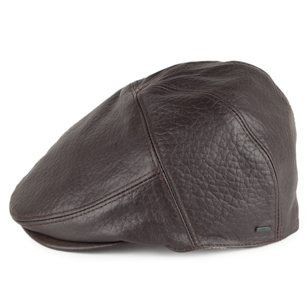 Gorra plana Langham de piel de Bailey - Marrón Oscuro