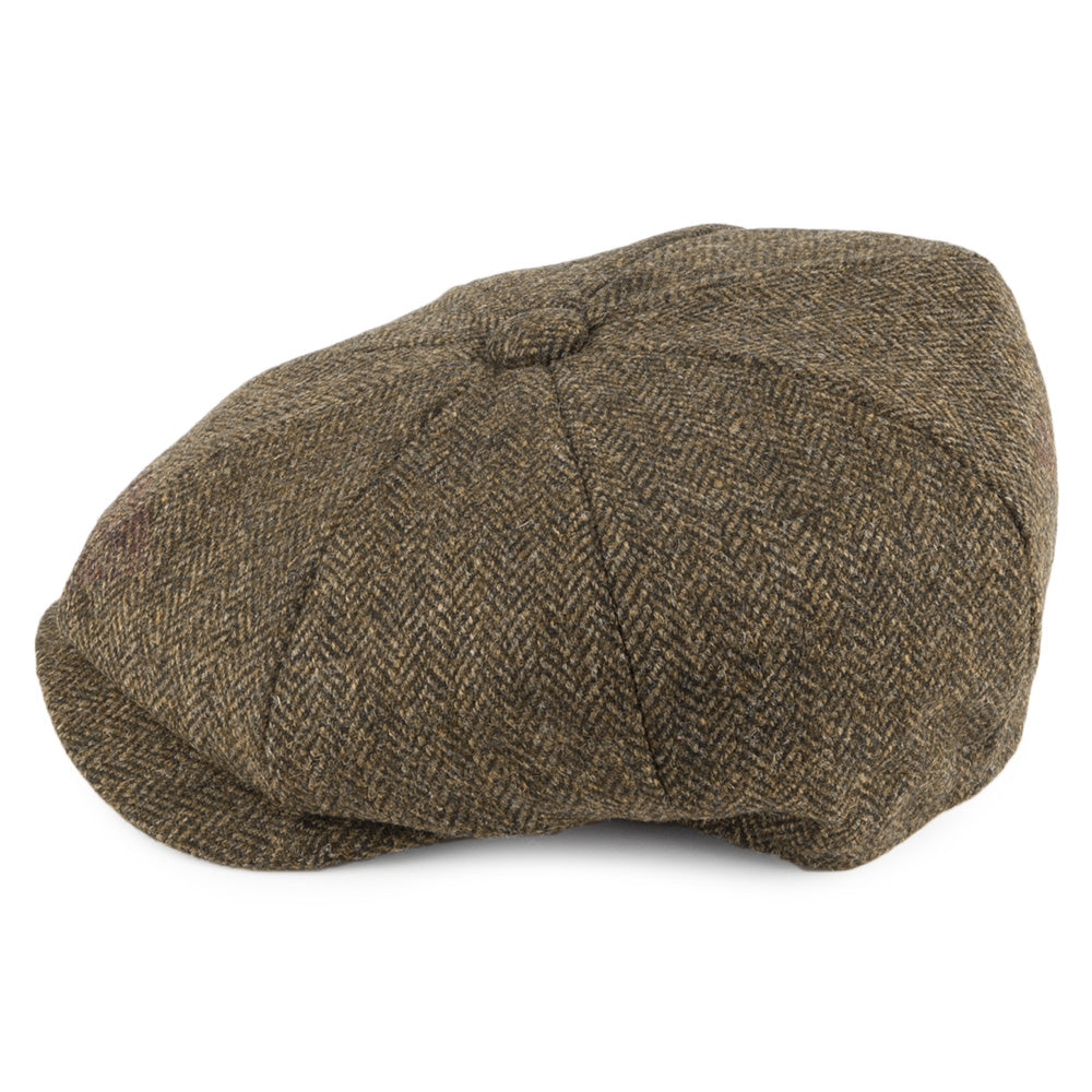 Gorra Newsboy Tweed Country de Tweed diseño de espiga de Christys - Verde Oliva