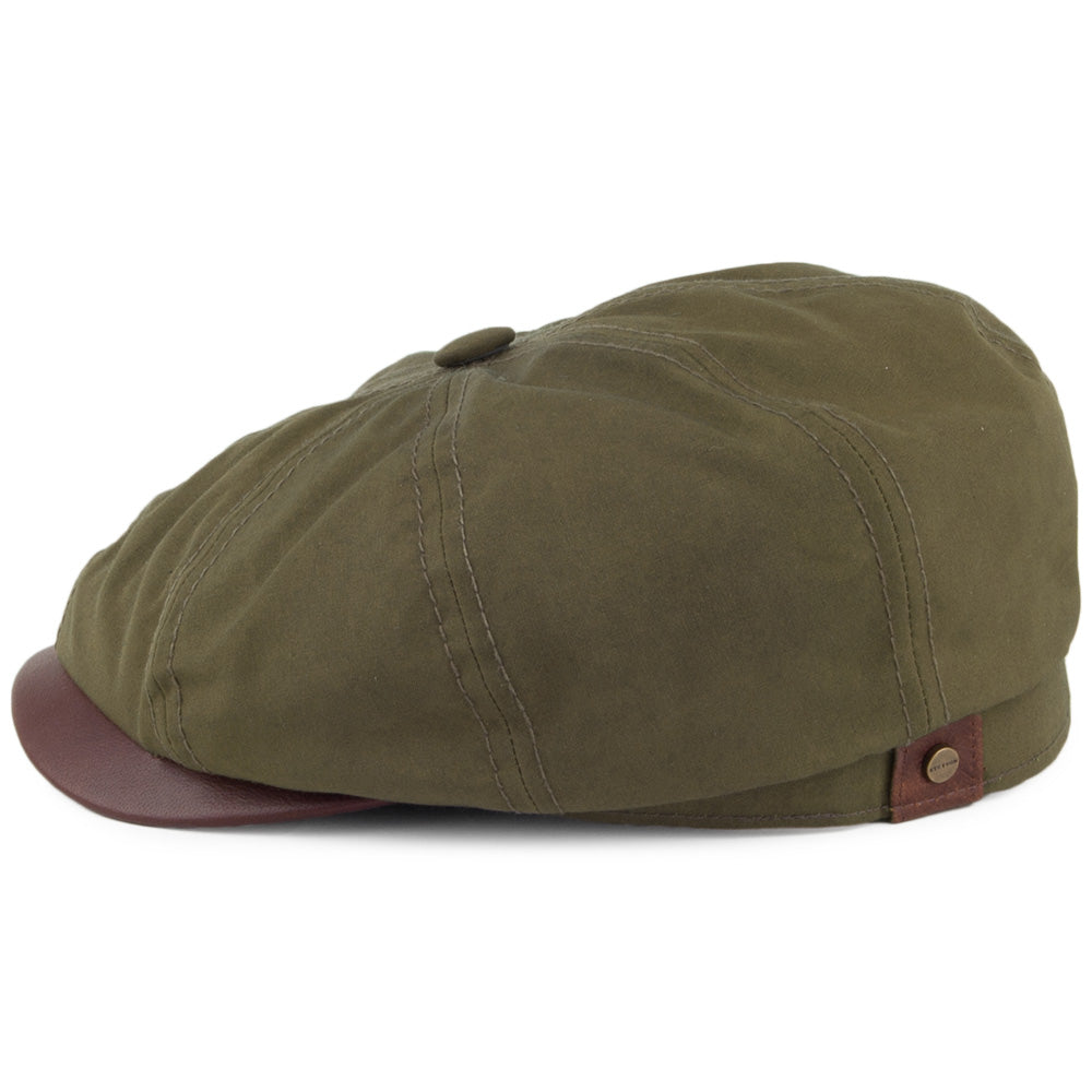 Gorra Newsboy Hatteras de algodón impermeabilizado de Stetson - Oliva