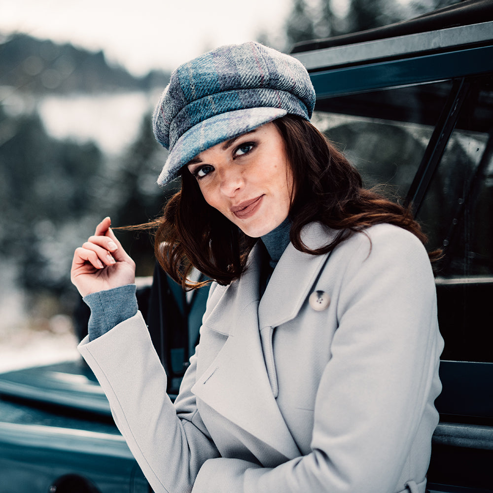 Gorra Baker Boy mujeres Gabby de HARRIS TWEED de Failsworth - Mezcla de Azules