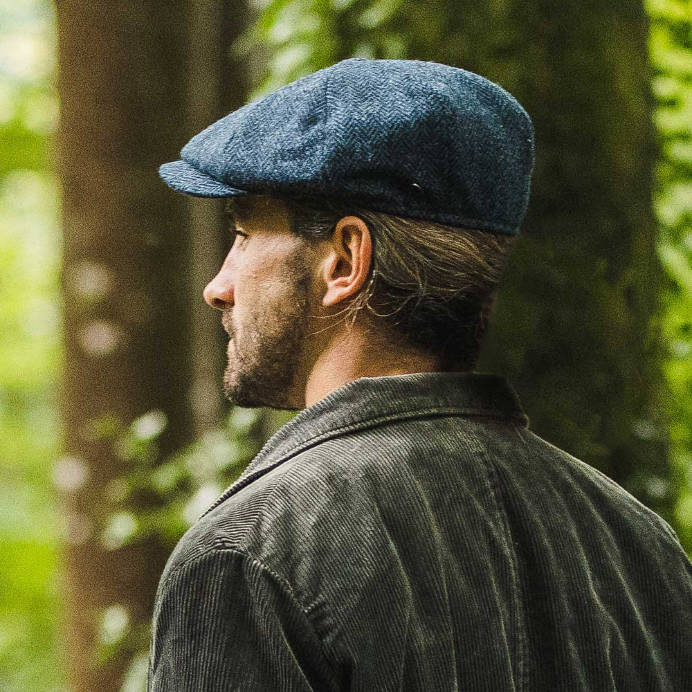 Gorra Newsboy Skye de HARRIS TWEED de Jaxon & James - Azul-Negro
