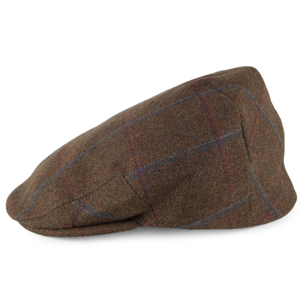 Gorra plana Kinloch Saxony de Tweed de Olney - Verde Oliva