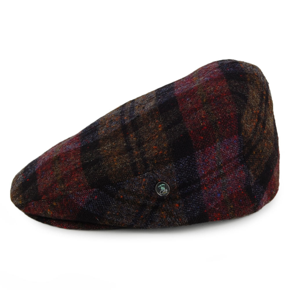 Gorra Newsboy de Tweed Donegal de City Sport - Rojo Burdeos-Negro