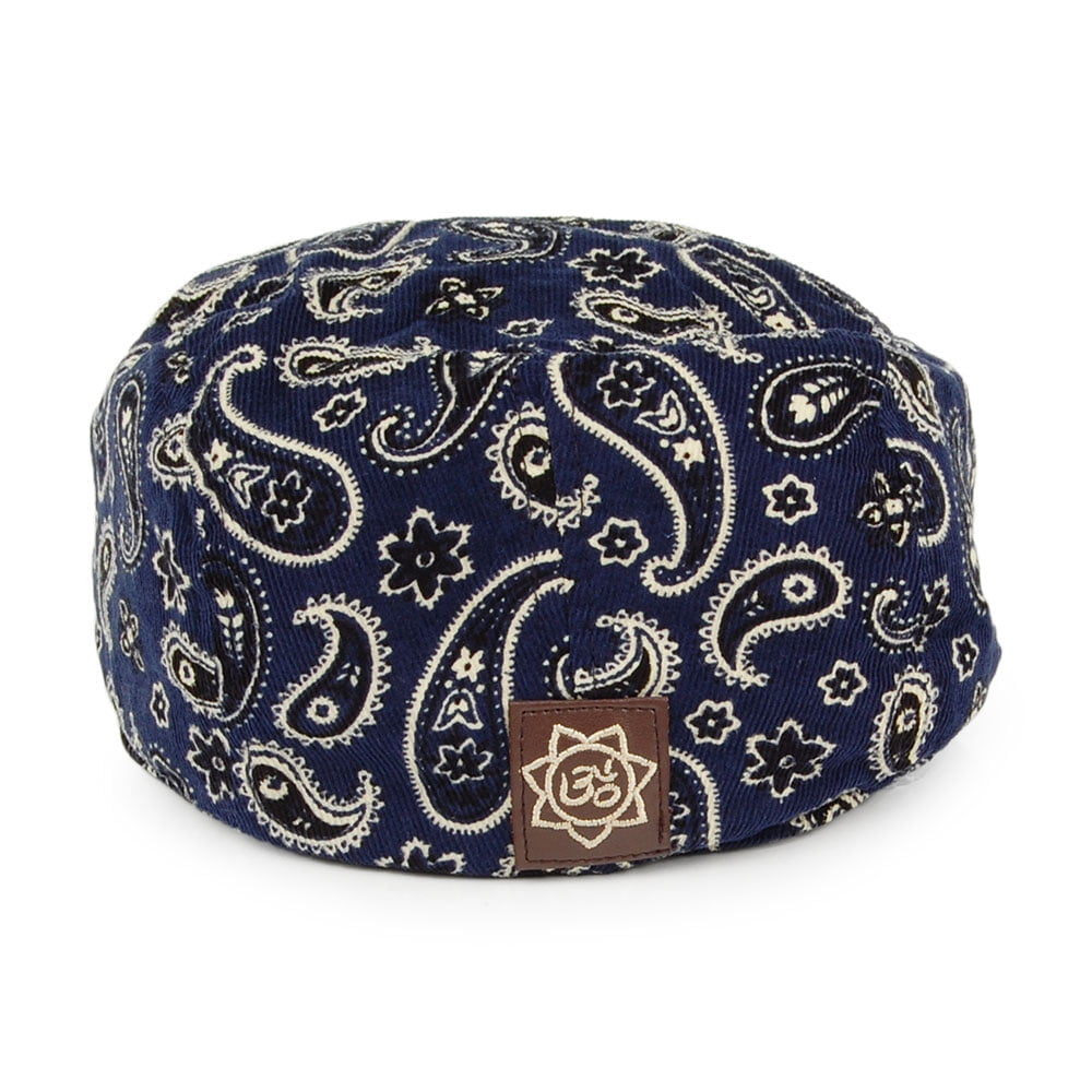 Gorra plana Fantasy de pana de algodón estampado cachemira de Carlos Santana - Azul Marino y Mezcla de tonalidades