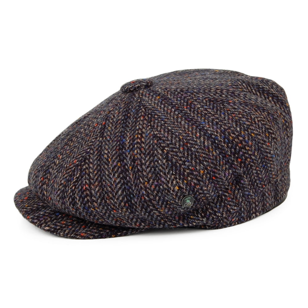Gorra Newsboy Shannon ajuste profundo de Tweed Donegal de City Sport - Múltiples tonalidades azules