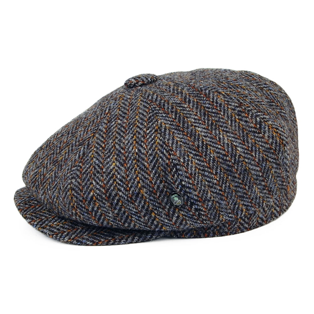 Gorra Newsboy ajuste profundo de HARRIS TWEED diseño de espiga de City Sport - Gris-Bronce