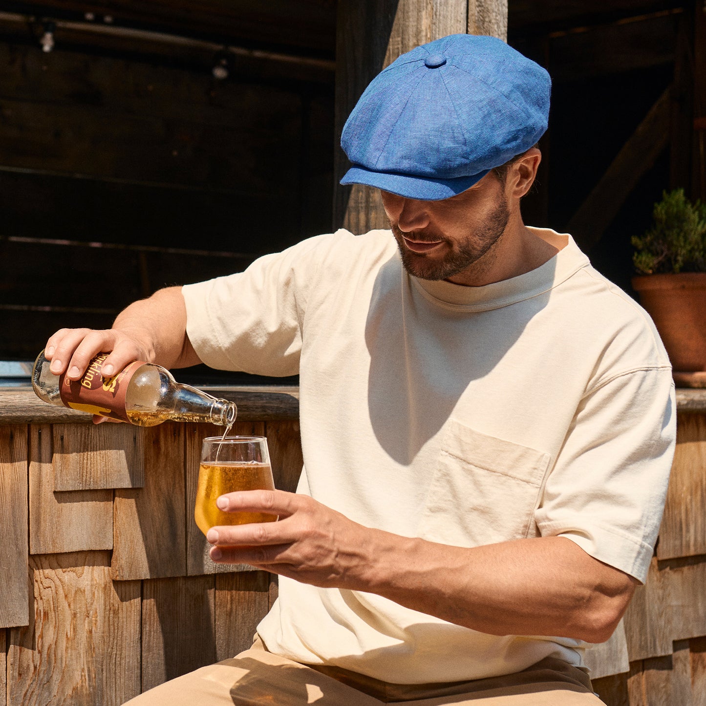 Gorra Newsboy Alfie de lino de Failsworth - Azul