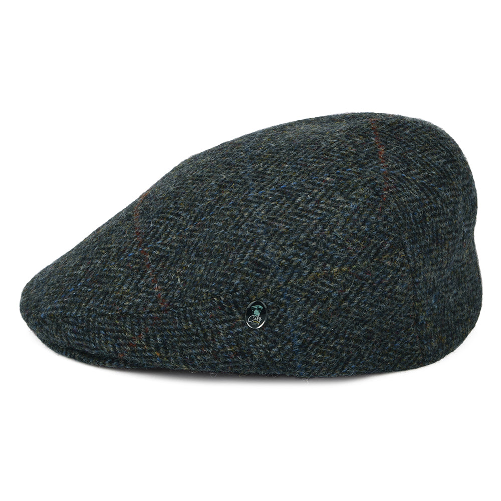 Gorra plana de HARRIS TWEED espiga a cuadros de City Sport - Gris-Azul