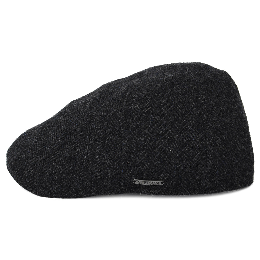 Gorra plana Ornitorrinco de lana diseño de espiga de Stetson - Gris Oscuro