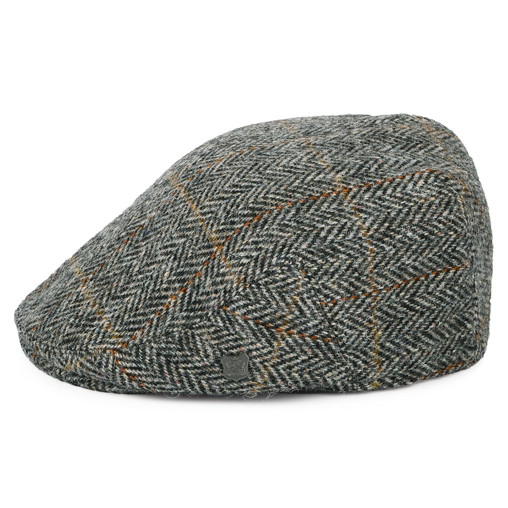 Gorra plana Stornoway de HARRIS TWEED diseño de espiga de Failsworth - Gris-Negro