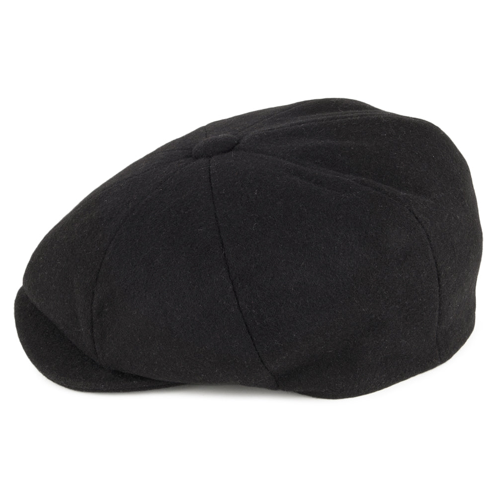 Gorra Newsboy de lana Melton de Christys - Negro
