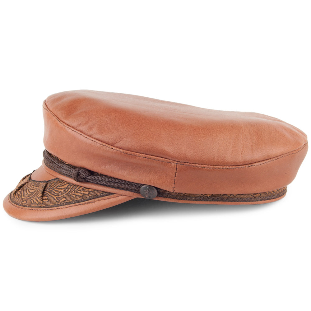 Gorra marinera griega de cuero de Jaxon & James - Marrón Claro