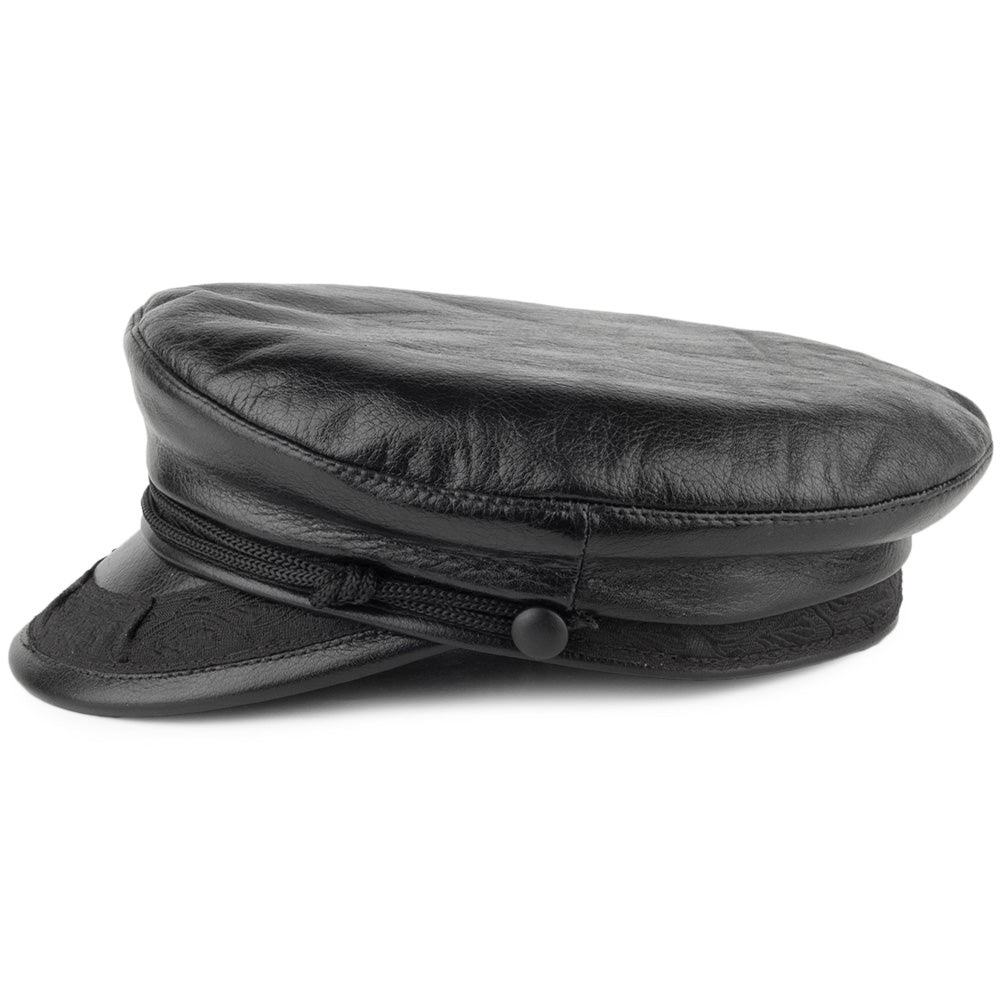 Gorra griega de pescador Classic de piel de Jaxon & James - Negro