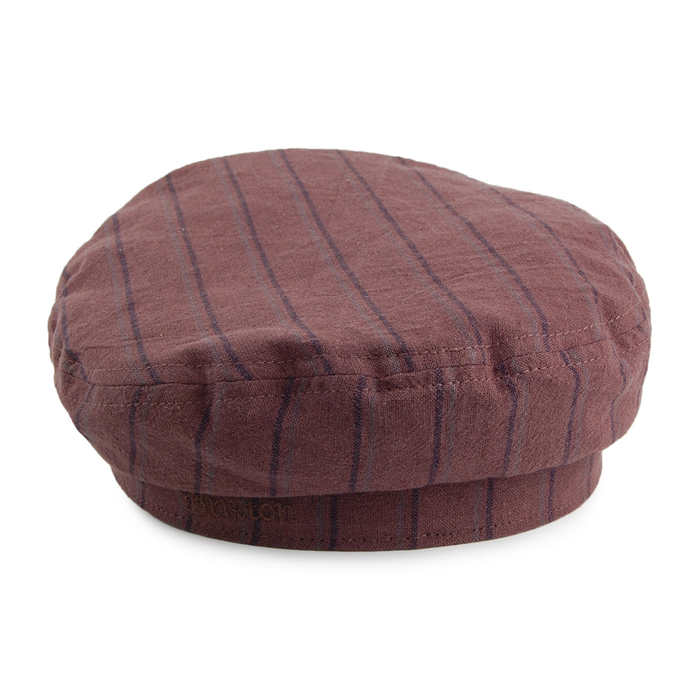 Gorra marinera a rayas de Brixton - Marrón Castaño