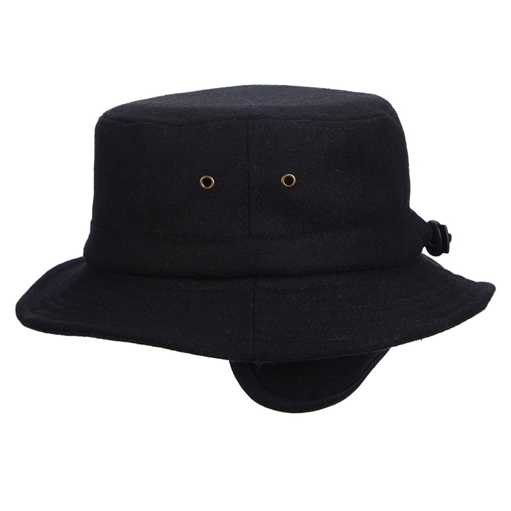 Sombrero de pescador con orejeras de mezcla de lana de Dorfman Pacific - Negro