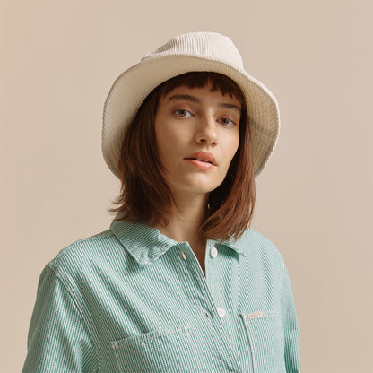 Sombrero de pescador mujer Petra plegable de pana de Brixton - Blanco Roto