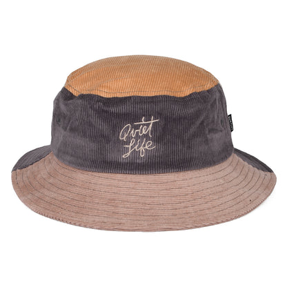 Sombrero de pescador Colour Block de pana de The Quiet Life - Beige Arena-Gris