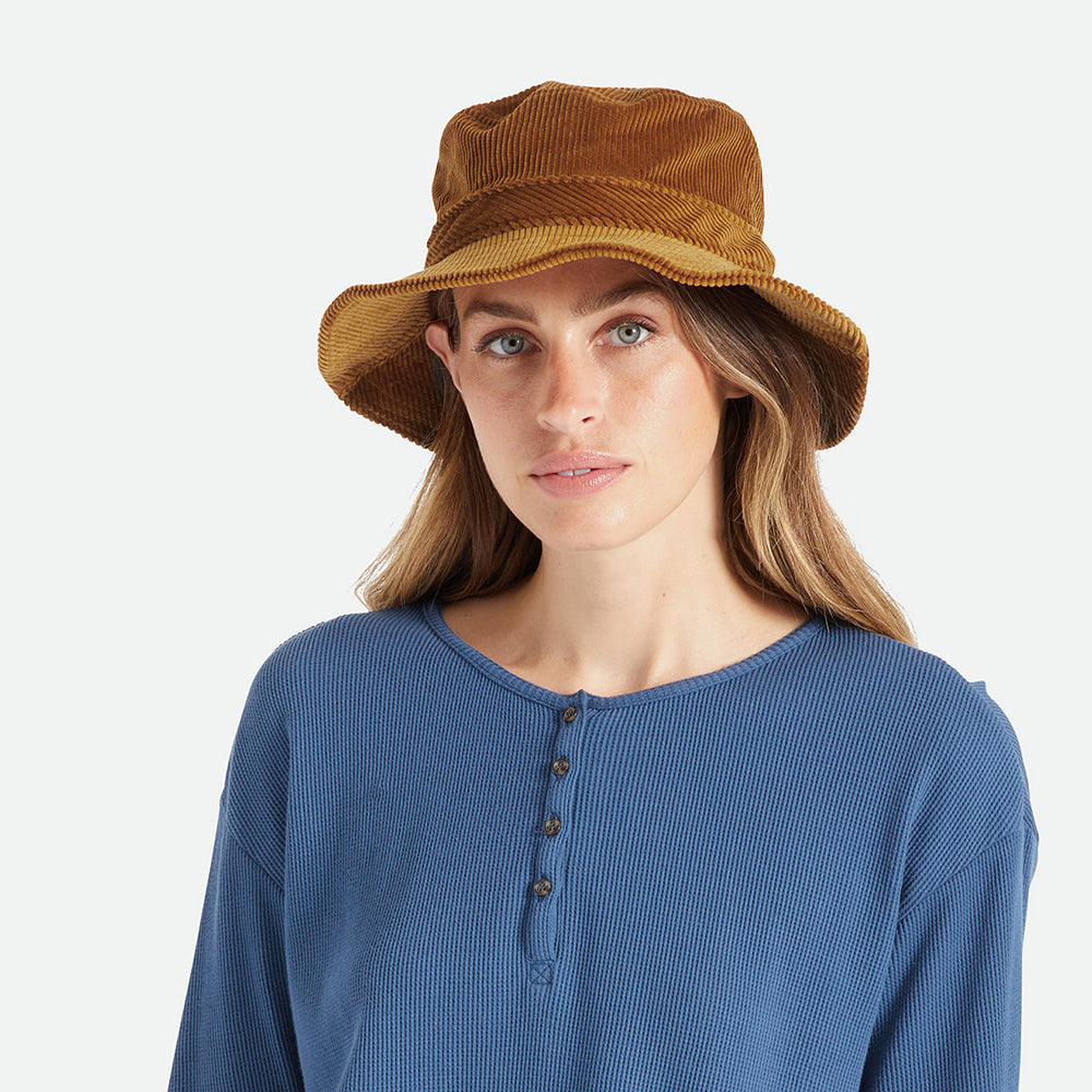 Sombrero de pescador mujeres Petra plegable de pana de Brixton - Caramelo